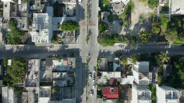 Fortfarande väg i Latinamerika med vita och röda bilar - Flygfoto — Stockvideo