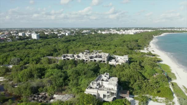 Circling Around an Unfinished or Abandoned Jungle Hotel Resort near Cancun — Stock Video