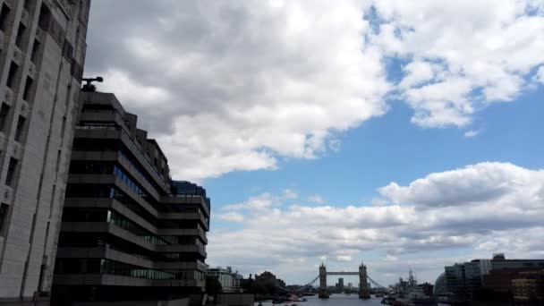 Timelapse of River Thames in London with Bridge Tower at the Back — Stock video