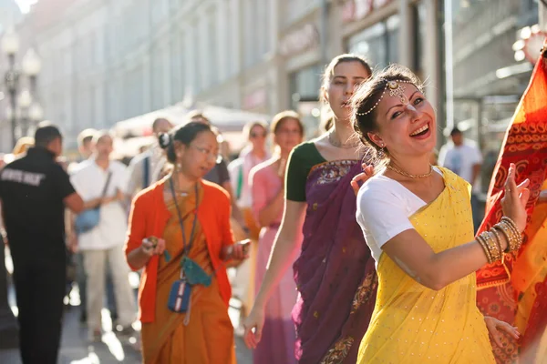 Mosca Russia Settembre 2018 Primo Piano Seguace Femminile Hare Krishna — Foto Stock