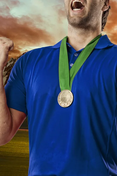 Golf Player in a blue shirt — Stock Photo, Image