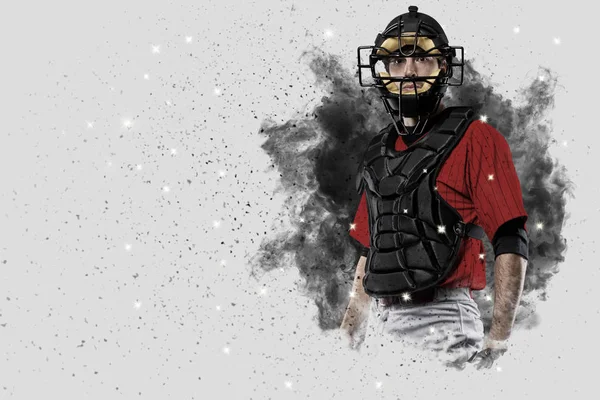 Giocatore di baseball che esce da un'esplosione di fumo — Foto Stock