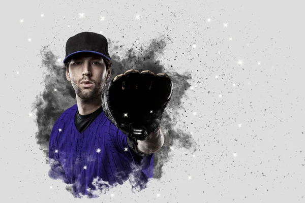 Baseball Player coming out of a blast of smoke