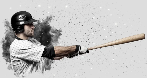 Baseball Player coming out of a blast of smoke