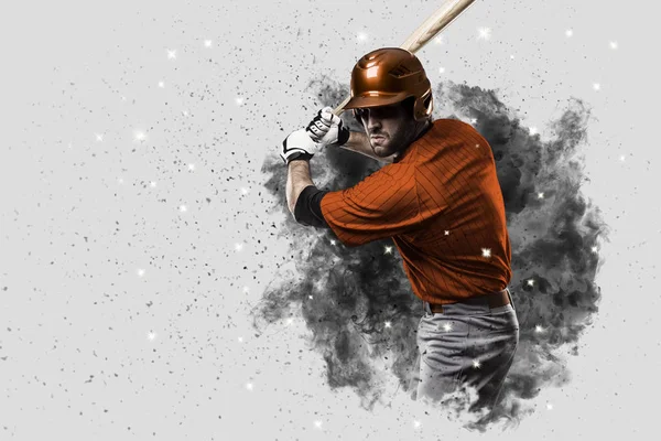 Baseballspieler kommt aus einer Rauchwolke — Stockfoto