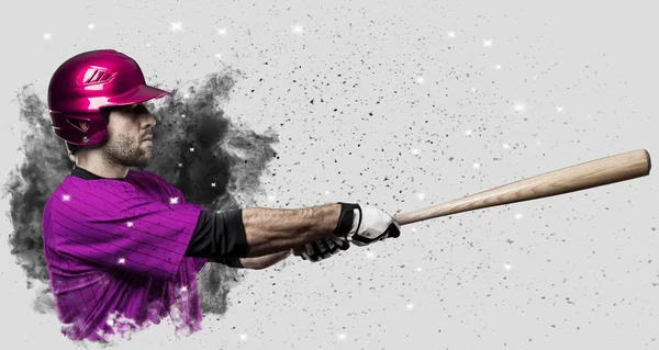 Baseball Player coming out of a blast of smoke — Stock Photo, Image