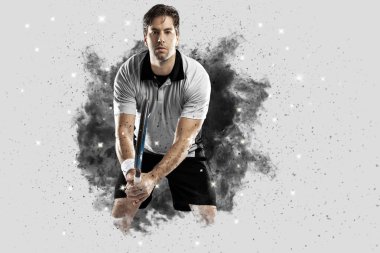 Duman bir patlama dışarı geliyor tenis oyuncusu .