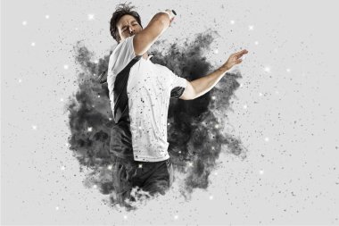 Duman bir patlama dışarı geliyor tenis oyuncusu .