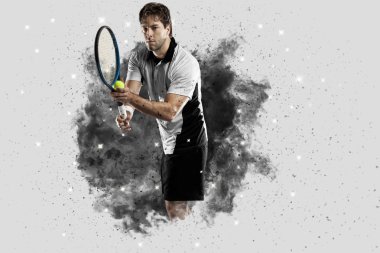 Duman bir patlama dışarı geliyor tenis oyuncusu .