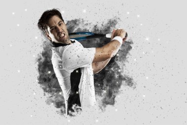 Duman bir patlama dışarı geliyor tenis oyuncusu .