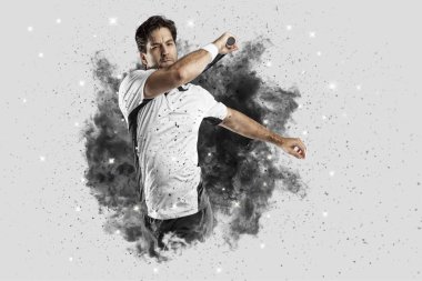 Duman bir patlama dışarı geliyor tenis oyuncusu .