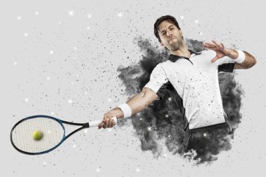 Duman bir patlama dışarı geliyor tenis oyuncusu .