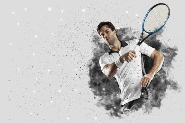 Duman bir patlama dışarı geliyor tenis oyuncusu .