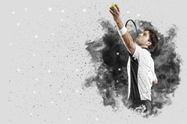 Duman bir patlama dışarı geliyor tenis oyuncusu .