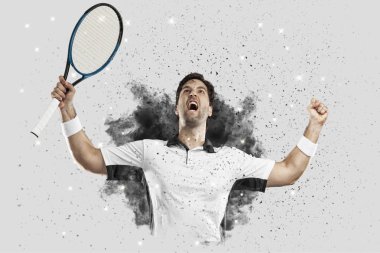 Duman bir patlama dışarı geliyor tenis oyuncusu .