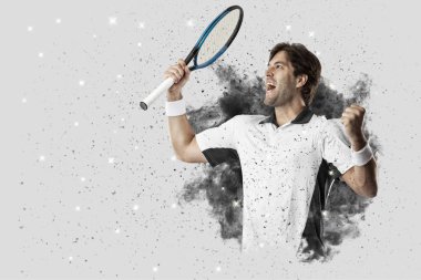 Duman bir patlama dışarı geliyor tenis oyuncusu .