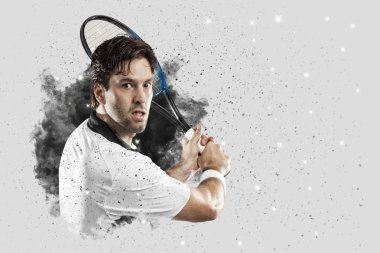 Duman bir patlama dışarı geliyor tenis oyuncusu .