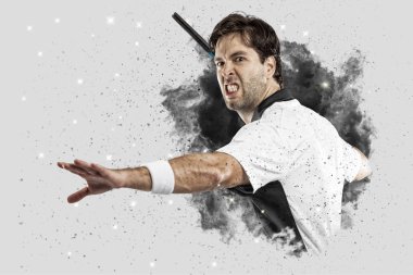 Duman bir patlama dışarı geliyor tenis oyuncusu .