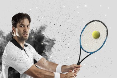 Duman bir patlama dışarı geliyor tenis oyuncusu .