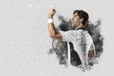 Duman bir patlama dışarı geliyor tenis oyuncusu .