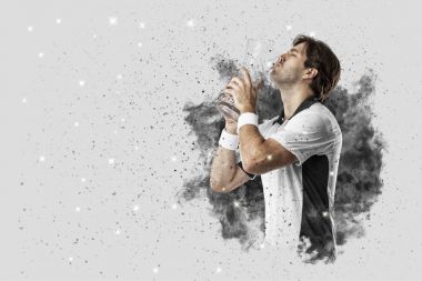 Duman bir patlama dışarı geliyor tenis oyuncusu .