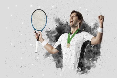 Duman bir patlama dışarı geliyor tenis oyuncusu .