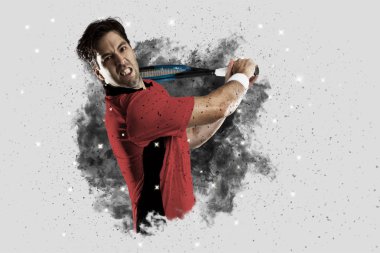 Duman bir patlama dışarı geliyor tenis oyuncusu .