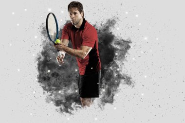 Duman bir patlama dışarı geliyor tenis oyuncusu .