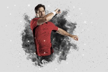 Duman bir patlama dışarı geliyor tenis oyuncusu .