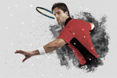 Duman bir patlama dışarı geliyor tenis oyuncusu .