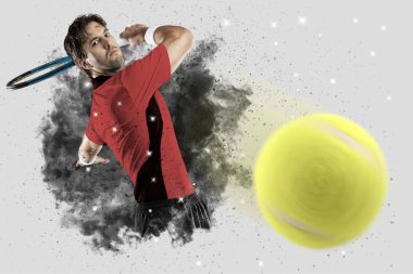 Duman bir patlama dışarı geliyor tenis oyuncusu .