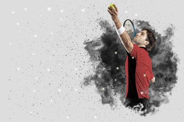 Duman bir patlama dışarı geliyor tenis oyuncusu .