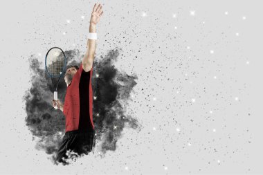 Duman bir patlama dışarı geliyor tenis oyuncusu .