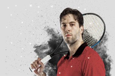 Duman bir patlama dışarı geliyor tenis oyuncusu .