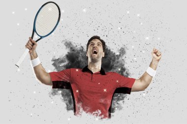 Duman bir patlama dışarı geliyor tenis oyuncusu .