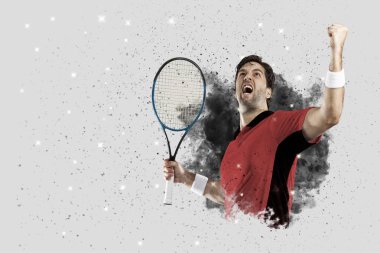 Duman bir patlama dışarı geliyor tenis oyuncusu .