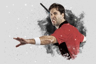 Duman bir patlama dışarı geliyor tenis oyuncusu .