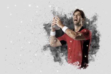 Duman bir patlama dışarı geliyor tenis oyuncusu .