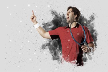 Duman bir patlama dışarı geliyor tenis oyuncusu .