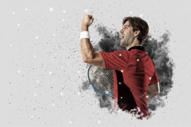 Duman bir patlama dışarı geliyor tenis oyuncusu .