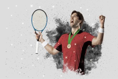 Duman bir patlama dışarı geliyor tenis oyuncusu .