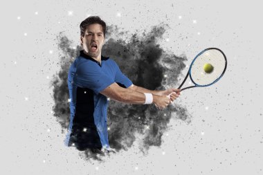 Duman bir patlama dışarı geliyor tenis oyuncusu .