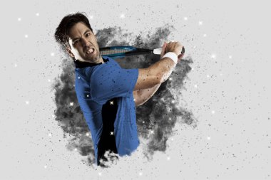 Duman bir patlama dışarı geliyor tenis oyuncusu .