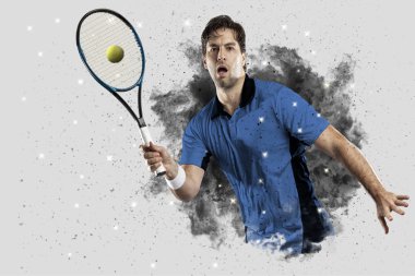 Duman bir patlama dışarı geliyor tenis oyuncusu .