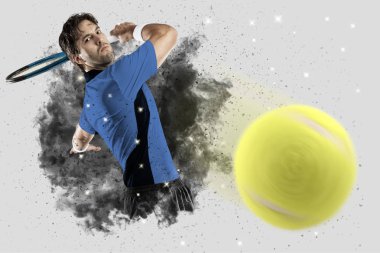 Duman bir patlama dışarı geliyor tenis oyuncusu .