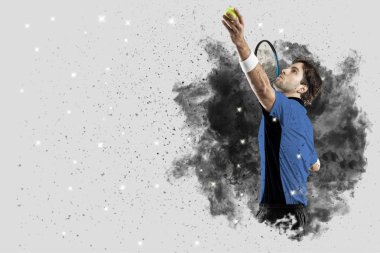 Duman bir patlama dışarı geliyor tenis oyuncusu .