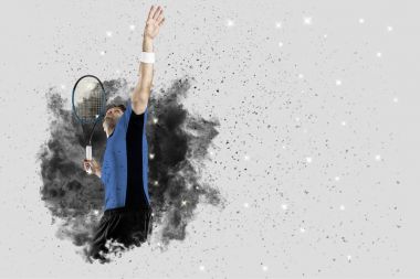 Duman bir patlama dışarı geliyor tenis oyuncusu .