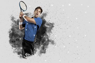 Duman bir patlama dışarı geliyor tenis oyuncusu .