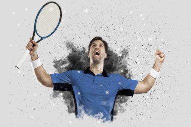 Duman bir patlama dışarı geliyor tenis oyuncusu .