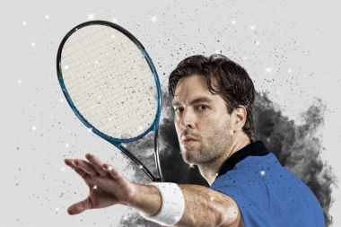 Duman bir patlama dışarı geliyor tenis oyuncusu .